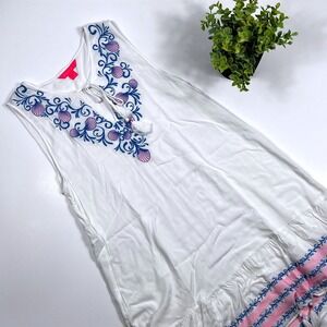 Lilly‎ Pulitzer Summer Dress Mini Sleeveless Tassels Embroidered Boho Size M